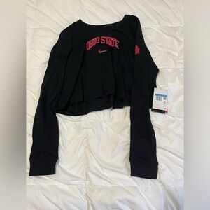Ohio State University cropped long Sleeve tee shirt.